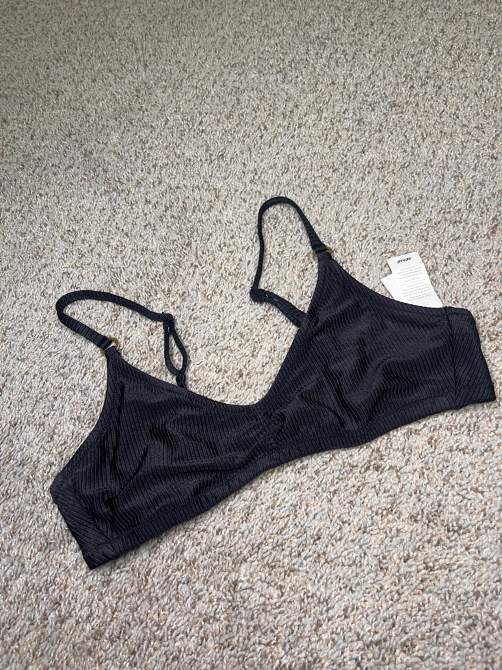 Aerie Ribbed Scoop Bralette Black NWT Size L/IG Soft Stretch Minimalist